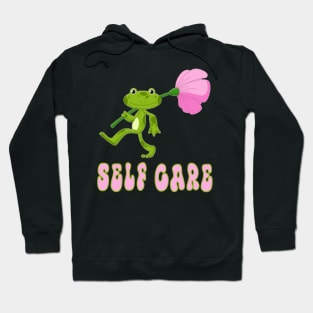 Funny Frog Self Care Retro Hoodie